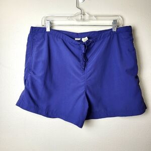 LL Bean Shorts‎ Navy Blue Nylon Women's Size Large Hiking Swim Sport Drawstring